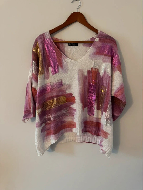 Bella Amore Sweaters - Bella Amore Italian Made Abstract Brushstroke Knit Sweater